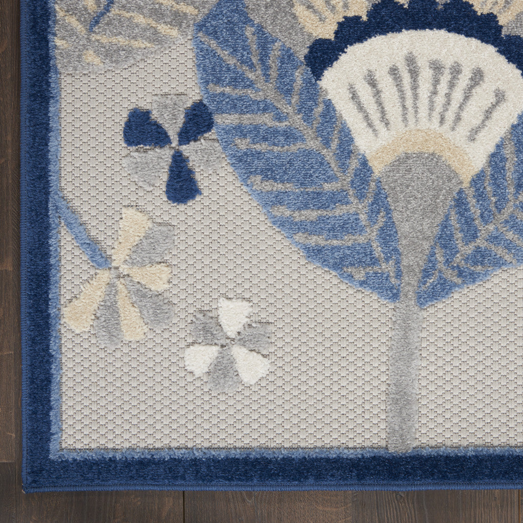9' X 12' Blue And Gray Indoor Outdoor Area Rug