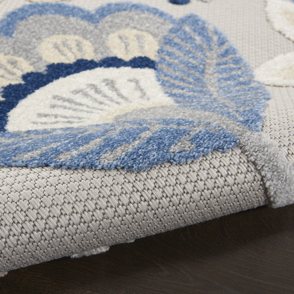 9' X 12' Blue And Gray Indoor Outdoor Area Rug