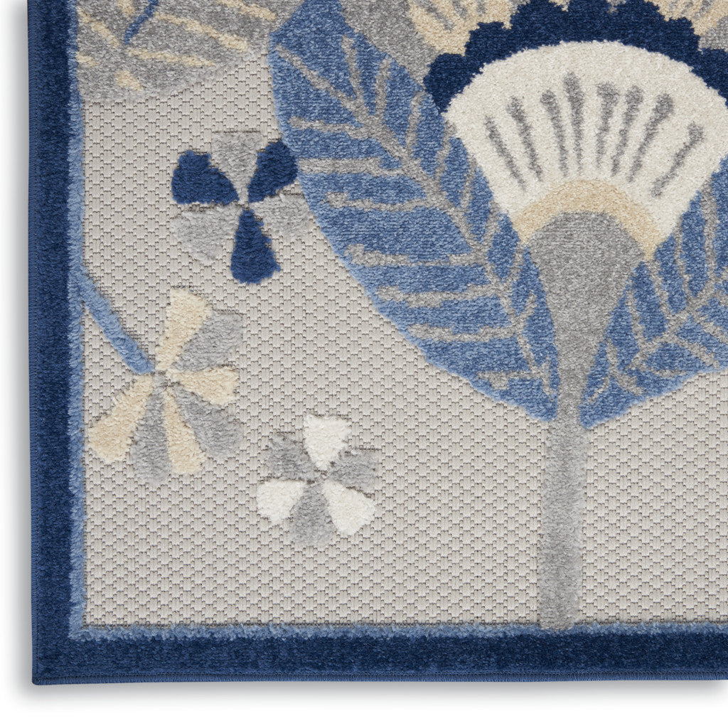 9' X 12' Blue And Gray Indoor Outdoor Area Rug