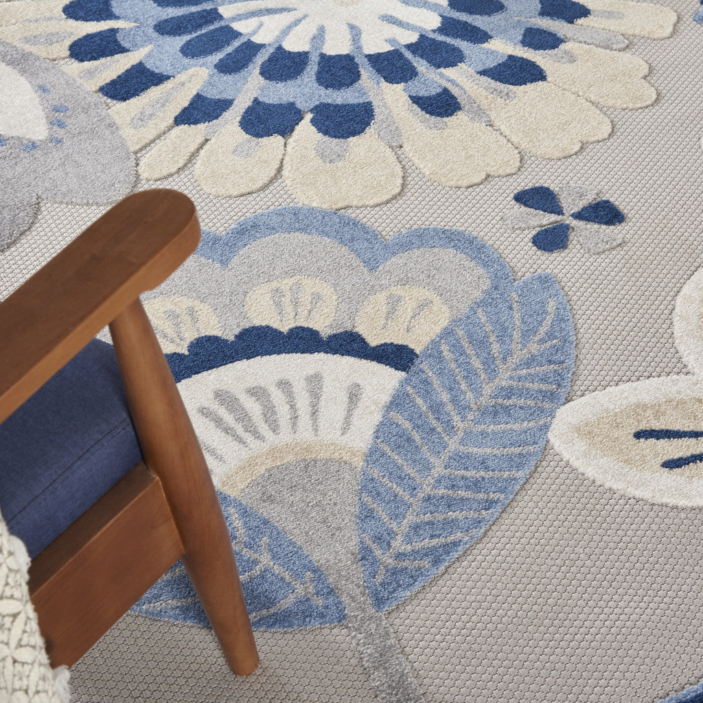 9' X 12' Blue And Gray Indoor Outdoor Area Rug