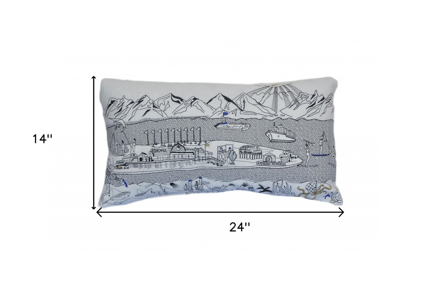 14" X 24" Cream Hometown Pride Wool Lumbar Throw Pillow