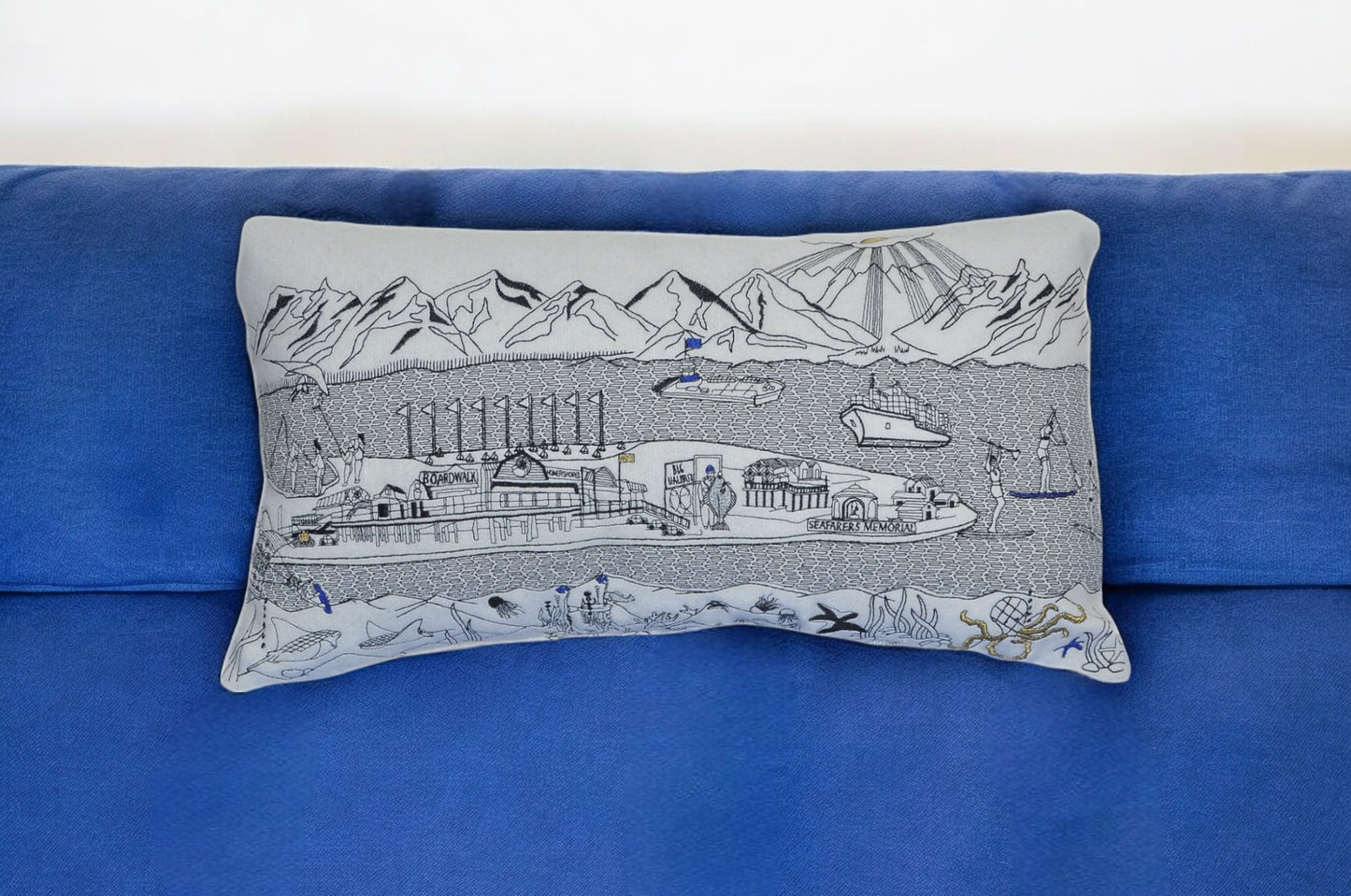 14" X 24" Cream Hometown Pride Wool Lumbar Throw Pillow