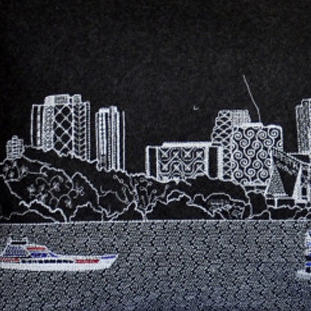 14" X 35" Black Gray and White Hometown Pride Wool Lumbar Throw Pillow