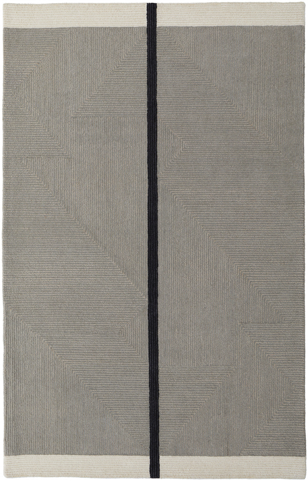 2' X 3' Black Gray And Taupe Abstract Geometric Hand Tufted Area Rug