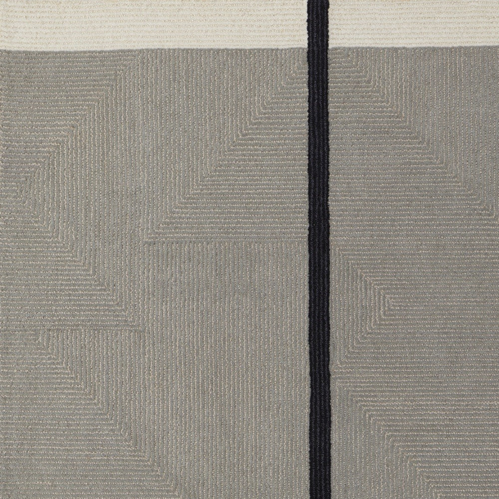 2' X 3' Black Gray And Taupe Abstract Geometric Hand Tufted Area Rug