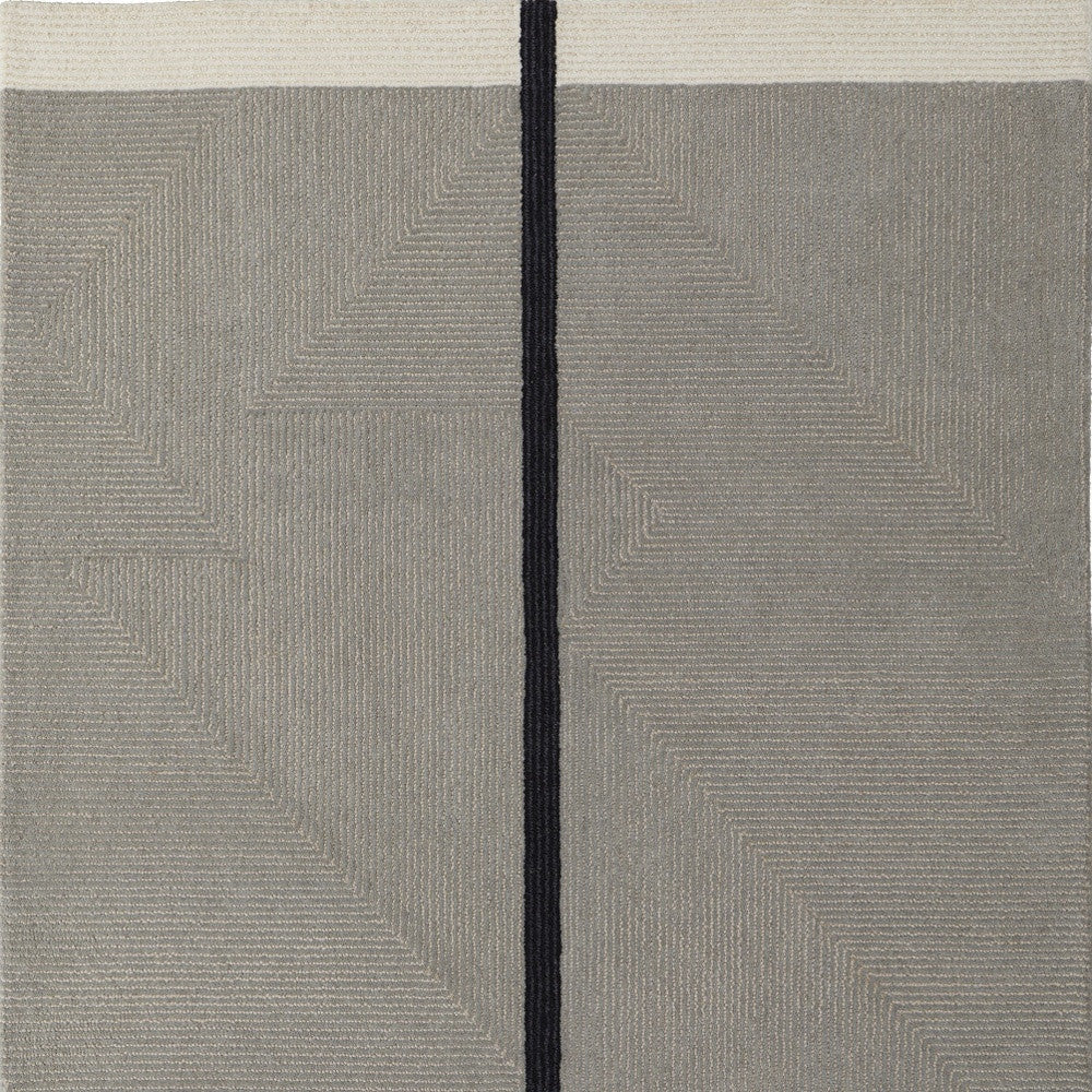 2' X 3' Black Gray And Taupe Abstract Geometric Hand Tufted Area Rug