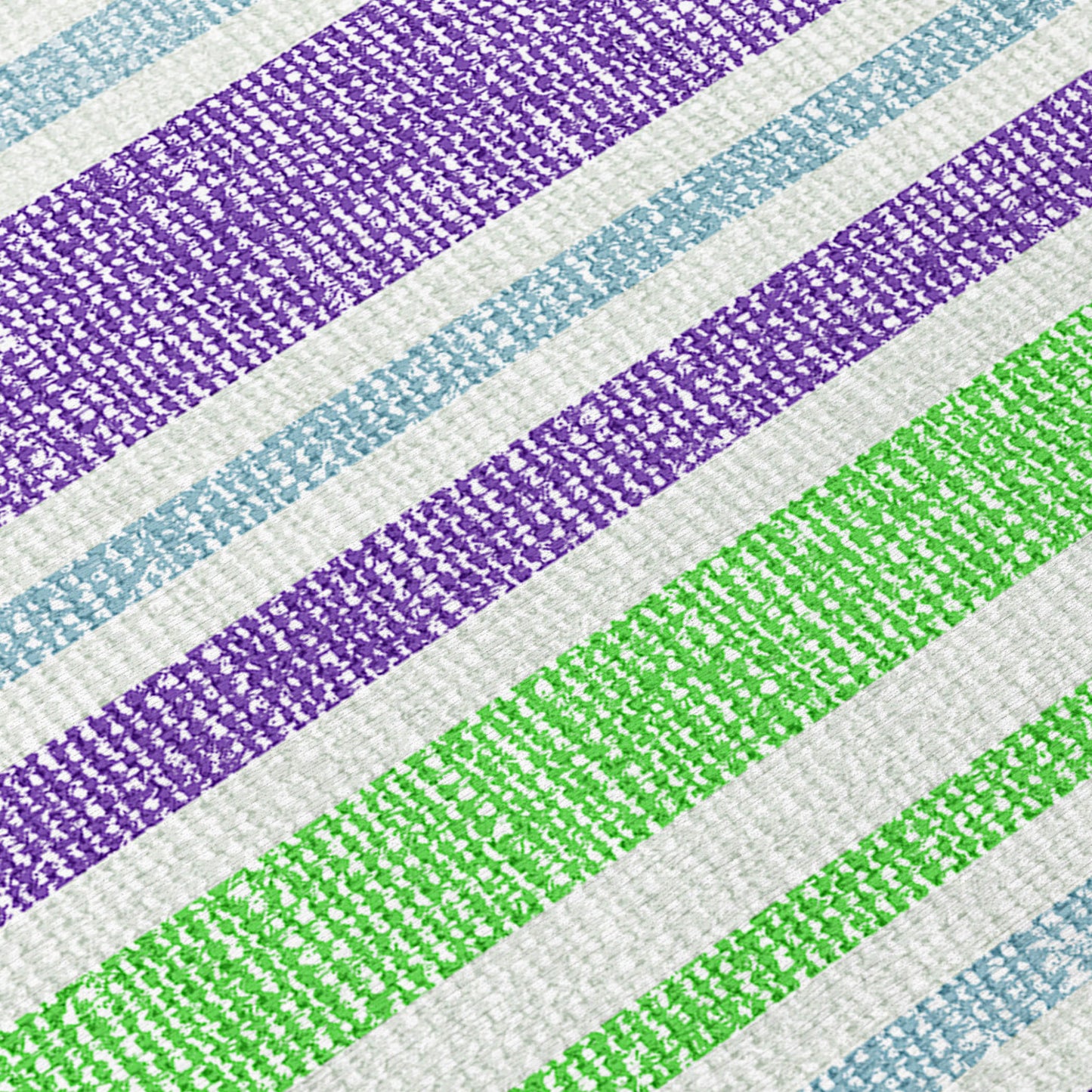 2' X 8' Green Purple and Blue Striped Washable Non Skid Indoor Outdoor Runner Rug