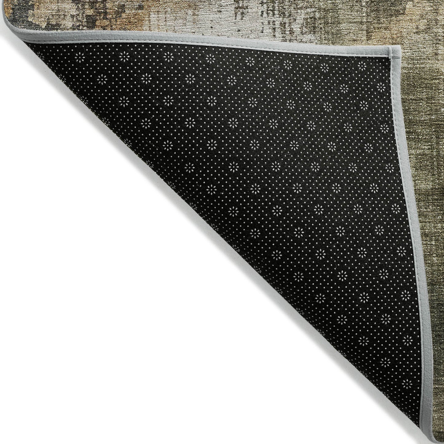 10' X 14' Olive Green And Ivory Abstract Washable Indoor Outdoor Area Rug