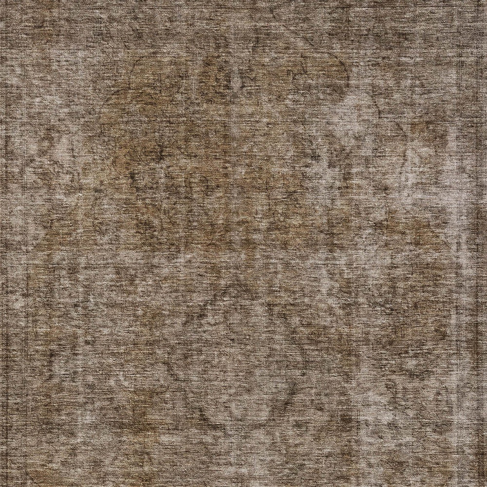 9' X 12' Brown And Beige Medallion Washable Indoor Outdoor Area Rug