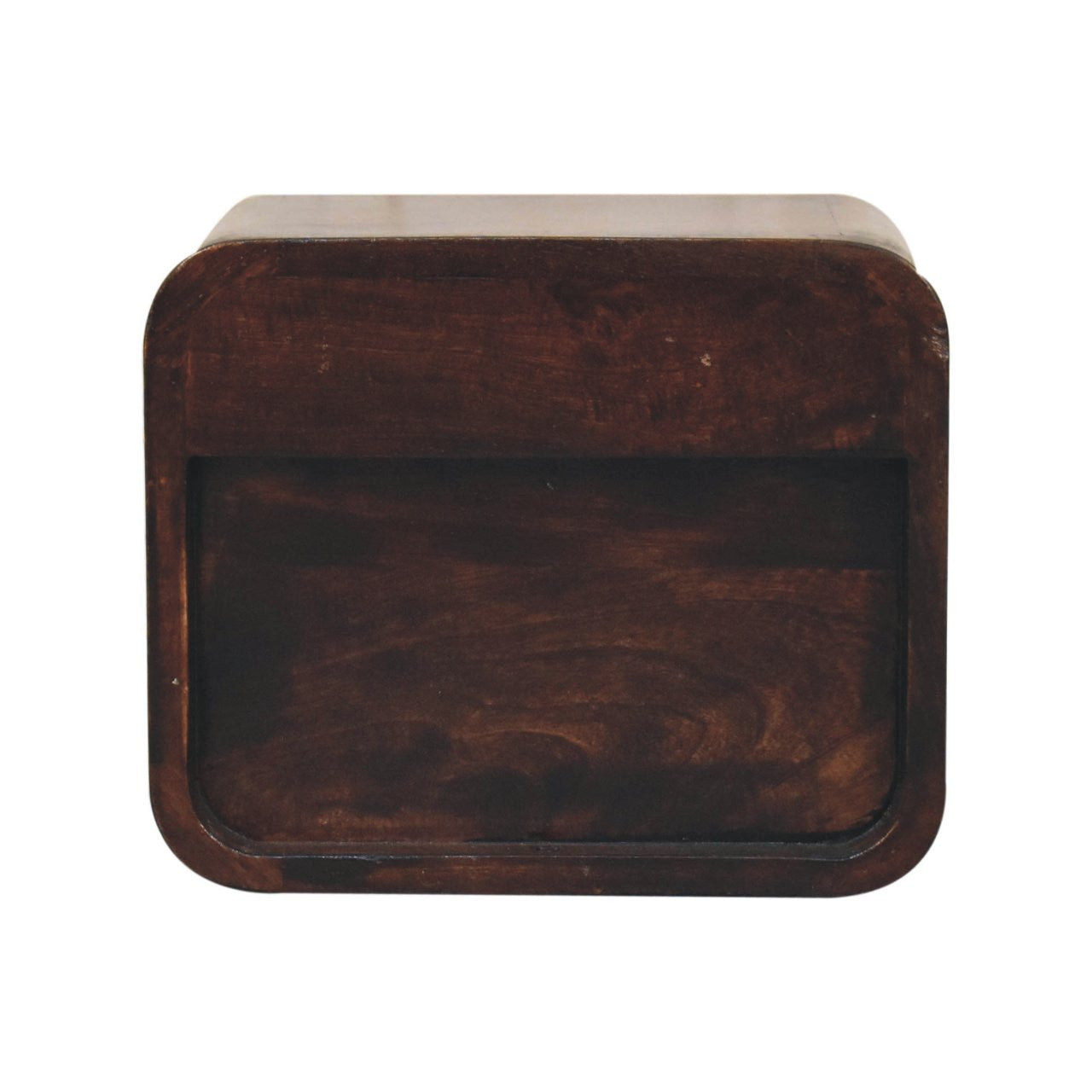 16" Walnut Solid Wood Round One Drawer Floating Nightstand