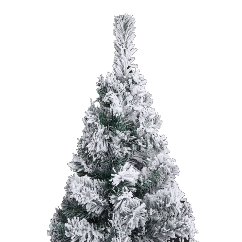 vidaXL Slim Artificial Christmas Tree with Flocked Snow Green 6 ft PVC