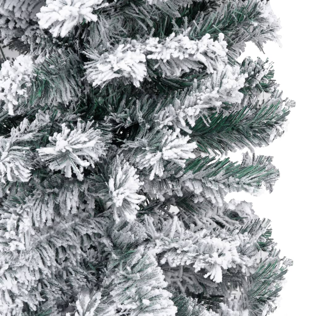 vidaXL Slim Artificial Christmas Tree with Flocked Snow Green 6 ft PVC
