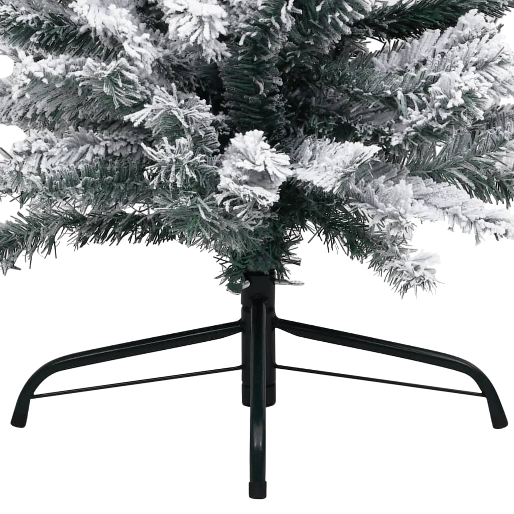 vidaXL Slim Artificial Christmas Tree with Flocked Snow Green 6 ft PVC