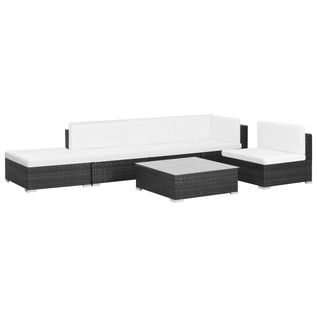 vidaXL Patio Furniture Set 6 Piece Outdoor Sofa with Coffee Table Poly Rattan