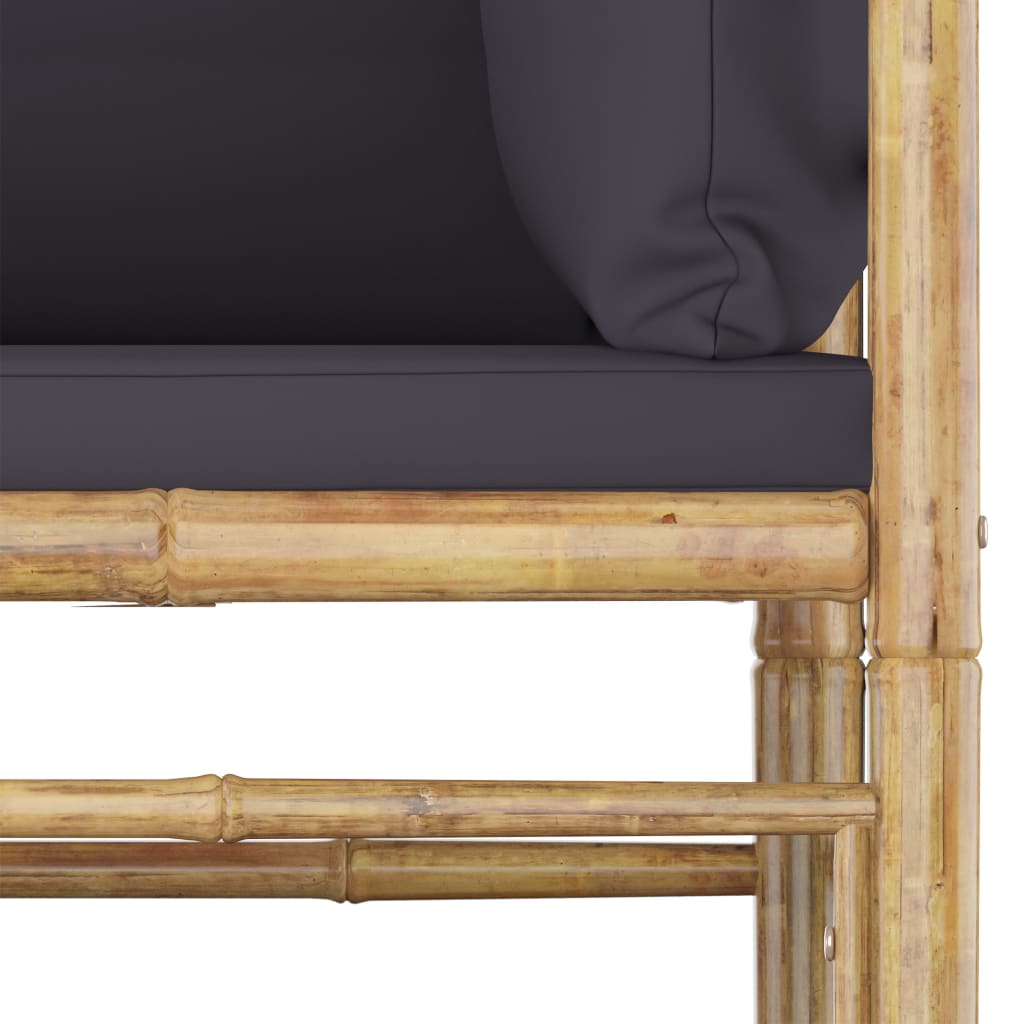 vidaXL 9 Piece Patio Lounge Set with Dark Gray Cushions Bamboo