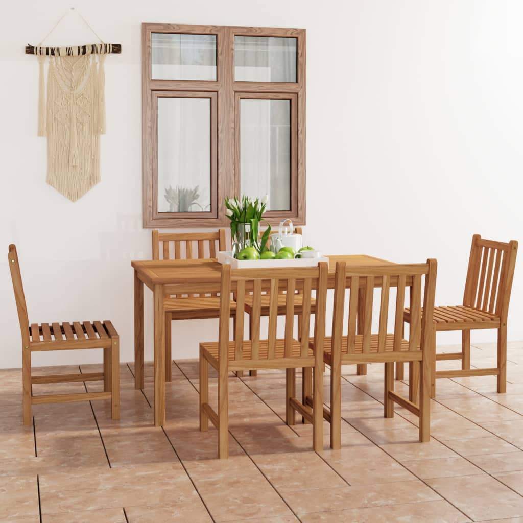 vidaXL 7 Piece Patio Dining Set Solid Teak Wood