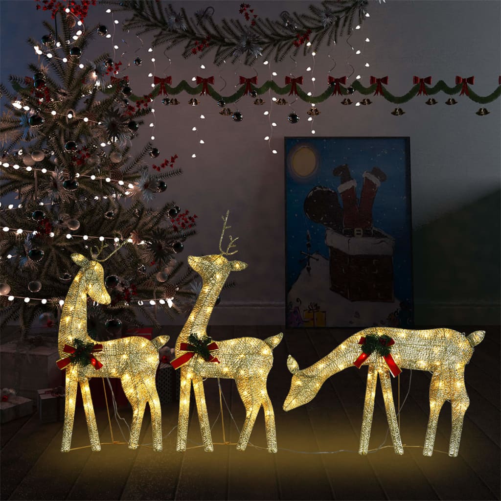 vidaXL Christmas Decoration Reindeer Family Christmas Lighting with LEDs Mesh