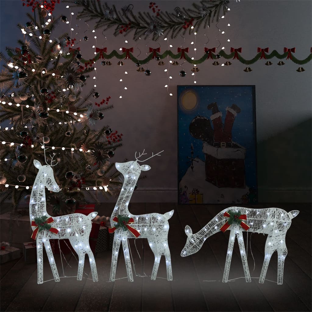 vidaXL Christmas Decoration Reindeer Family Christmas Lighting with LEDs Mesh