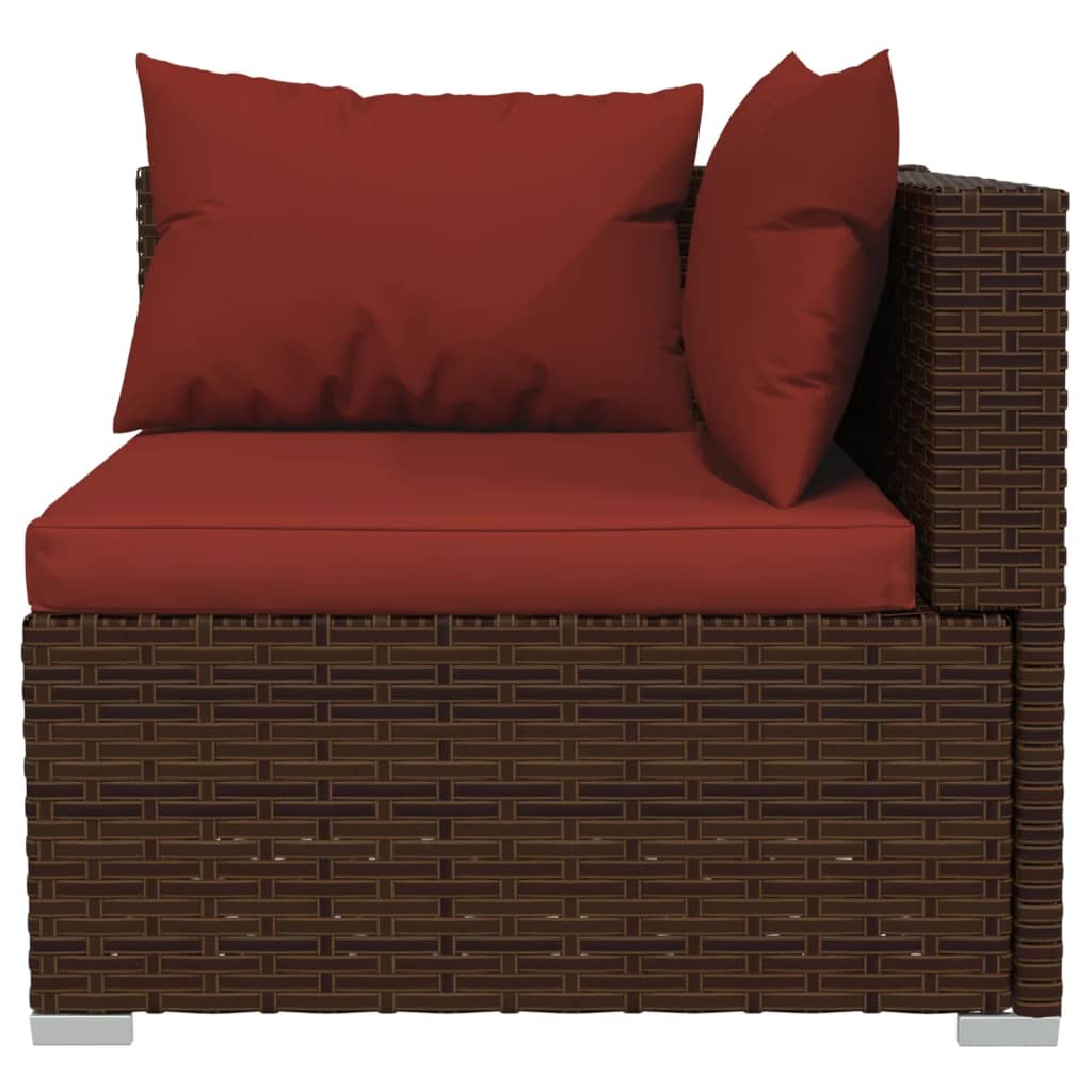 vidaXL 9 Piece Patio Lounge Set with Cushions Poly Rattan Brown