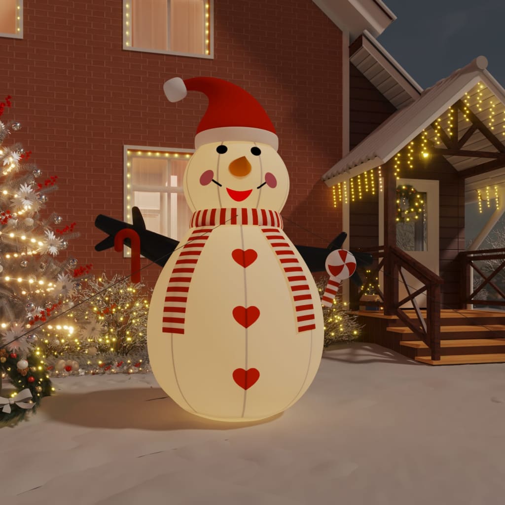 vidaXL Inflatable Snowman Holiday Xmas Decoration with LEDs Christmas Lighting