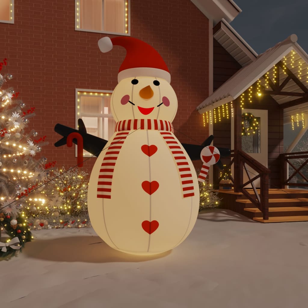 vidaXL Inflatable Snowman Holiday Xmas Decoration with LEDs Christmas Lighting