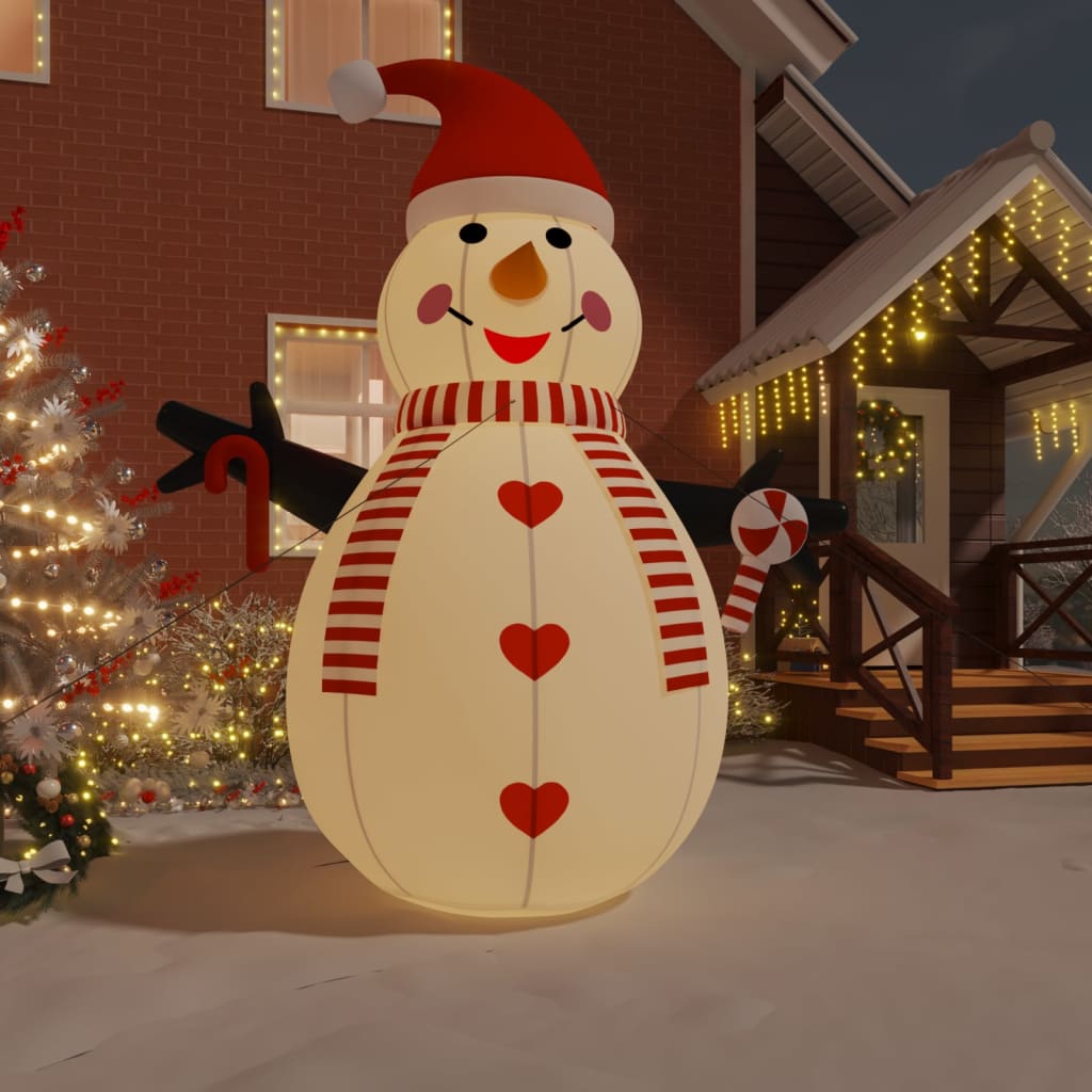 vidaXL Inflatable Snowman Holiday Xmas Decoration with LEDs Christmas Lighting