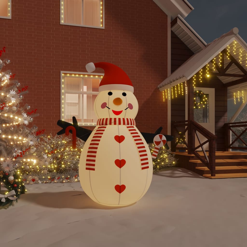 vidaXL Inflatable Snowman Holiday Xmas Decoration with LEDs Christmas Lighting