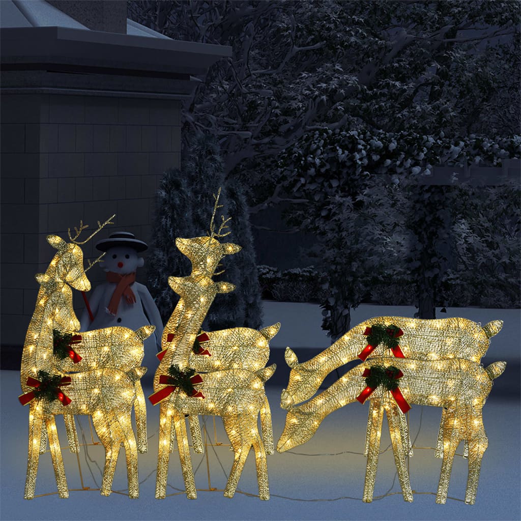 vidaXL Christmas Decoration Reindeer Family Christmas Lighting with LEDs Mesh
