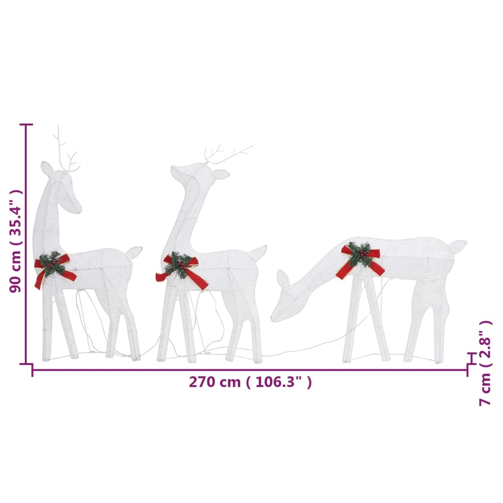 vidaXL Christmas Decoration Reindeer Family Christmas Lighting with LEDs Mesh