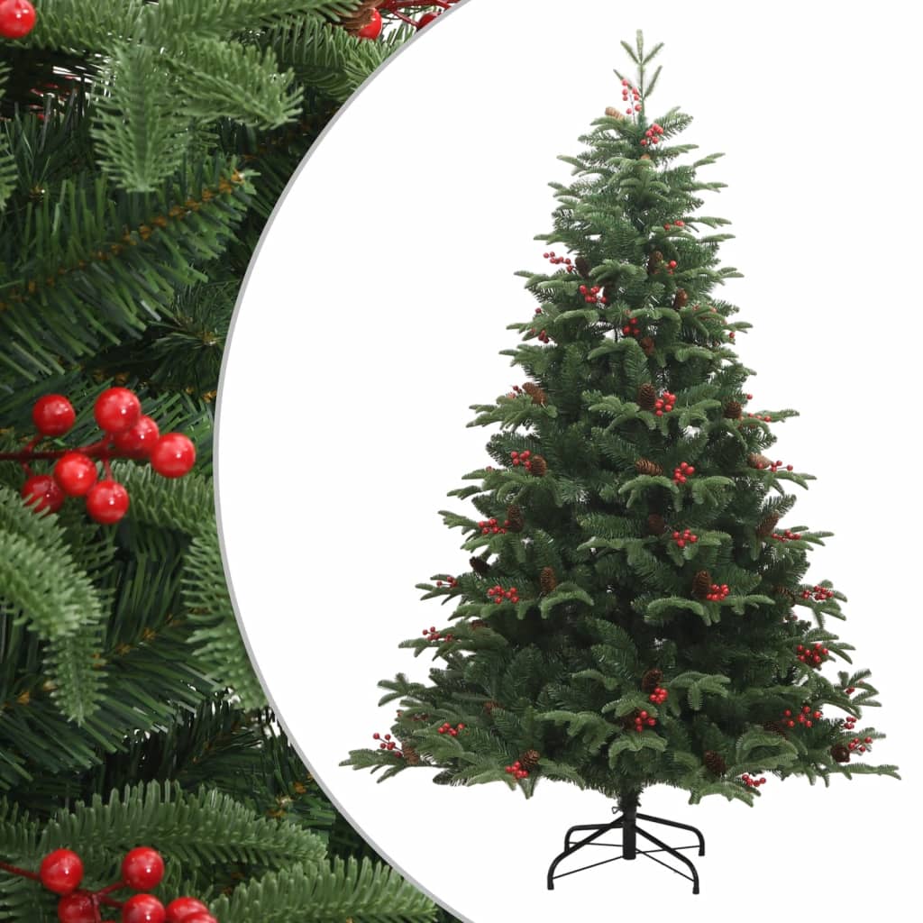 vidaXL Artificial Hinged Christmas Tree with Cones and Berries 59.1"