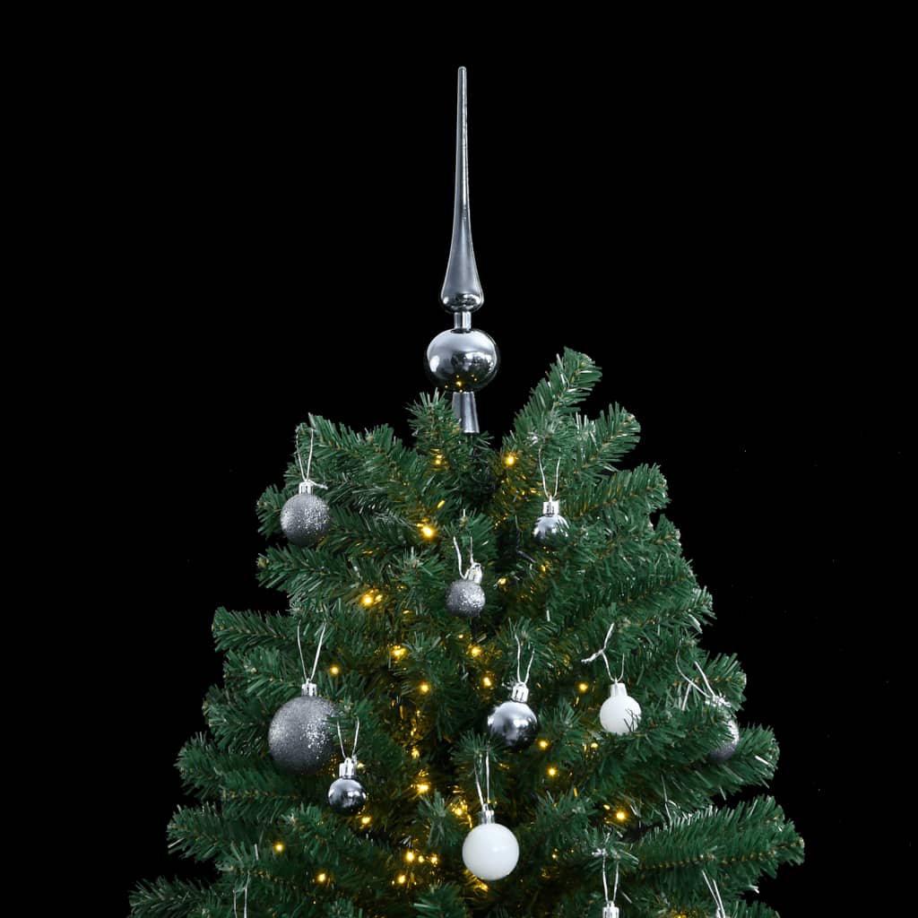 vidaXL Artificial Hinged Christmas Tree 150 LEDs & Ball Set 47.2"