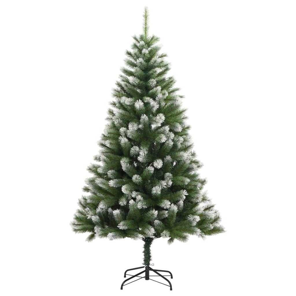 vidaXL Artificial Hinged Christmas Tree 300 LEDs & Flocked Snow 82.7"