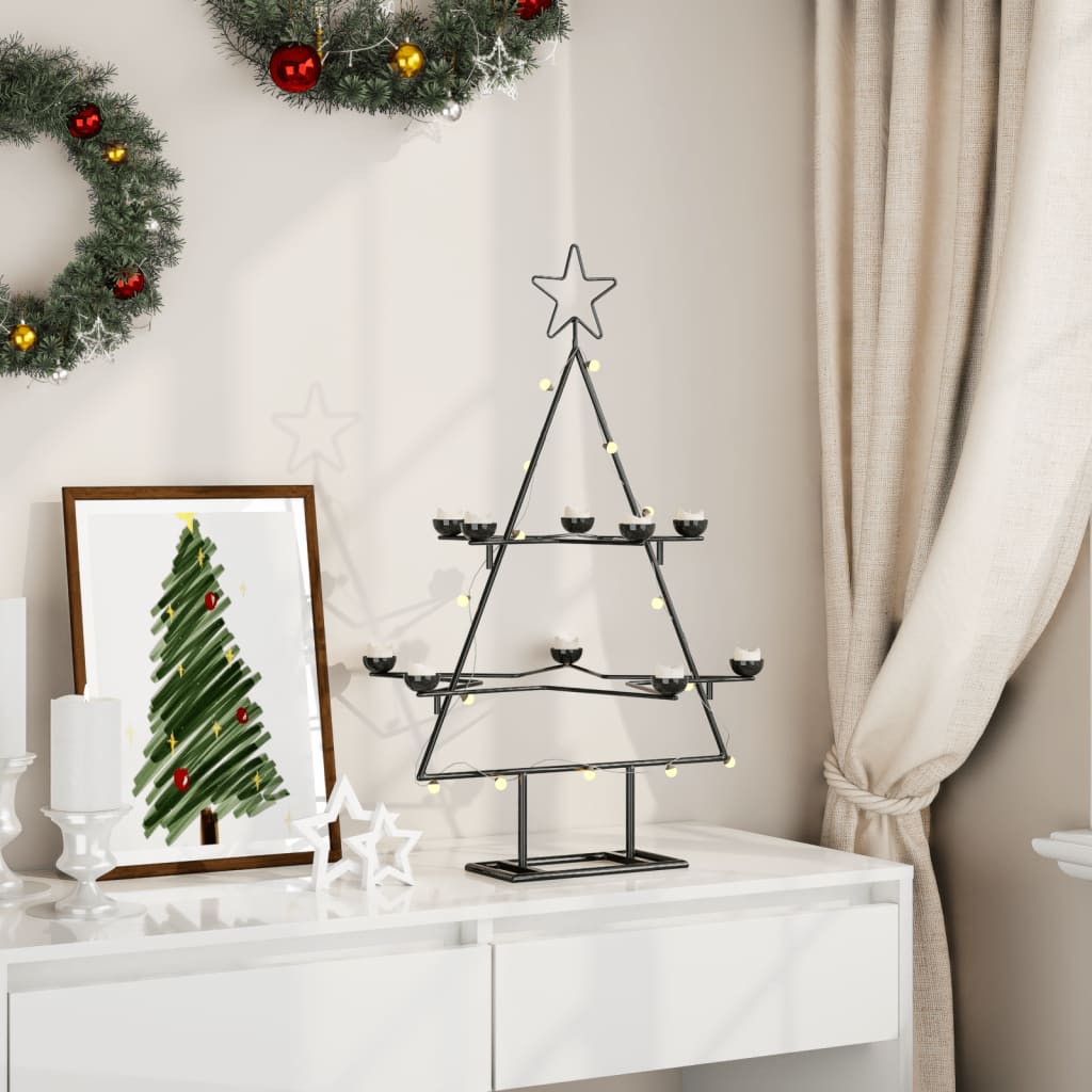 vidaXL Metal Christmas Tree Xmas Tree Stand Decoration Holiday Ornament Black