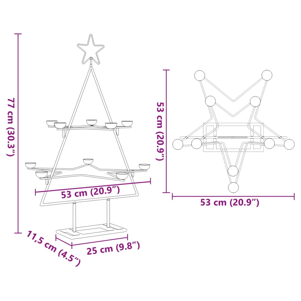 vidaXL Metal Christmas Tree Xmas Tree Stand Decoration Holiday Ornament Black