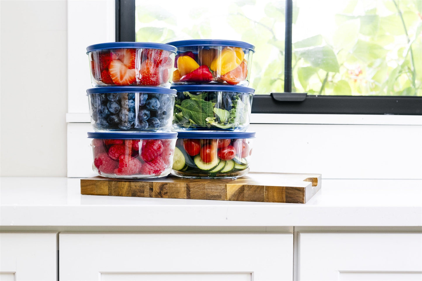 Glass Food Storage Containers - 12 Piece 2 Cup Set (6 Containers + 6 Lids)
