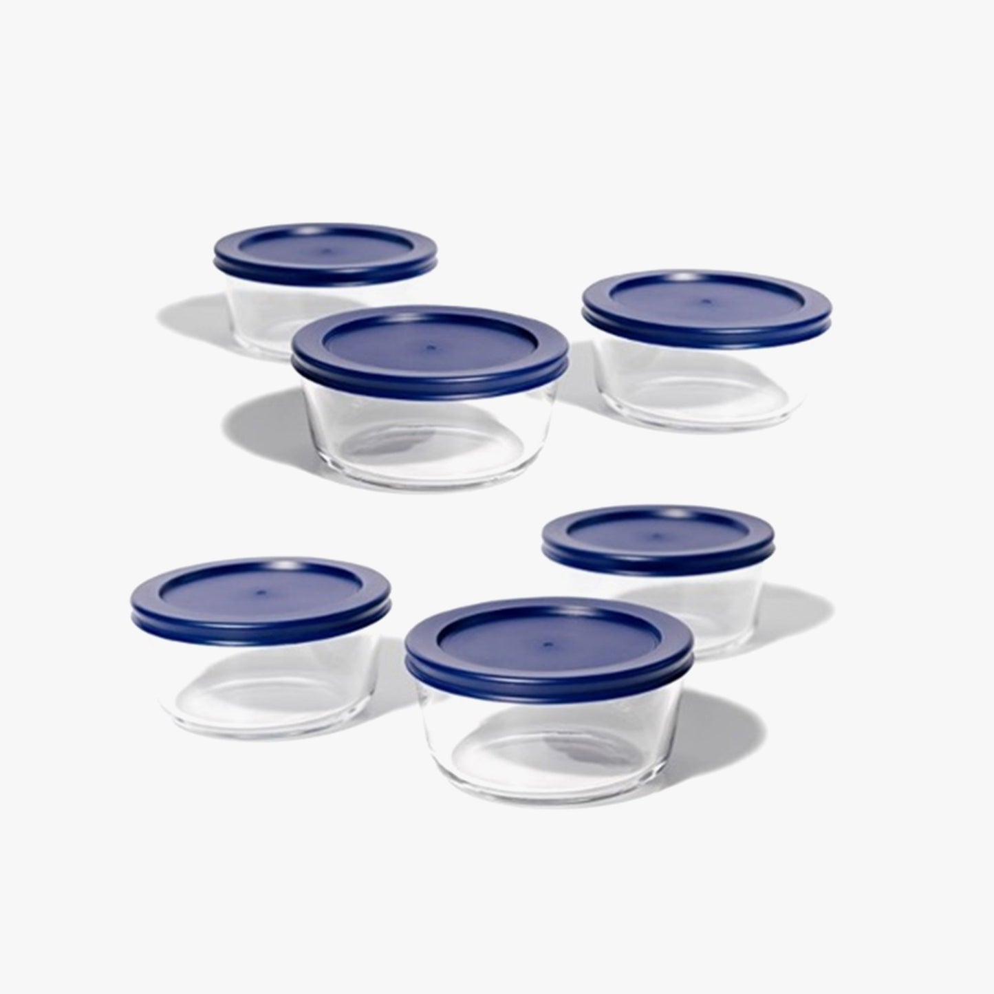 Glass Food Storage Containers - 12 Piece 2 Cup Set (6 Containers + 6 Lids)