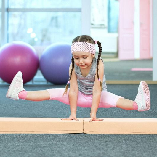 7 FT Folding Balance Beam with Removable Suede Cover and Non-slip Bottom-Navy