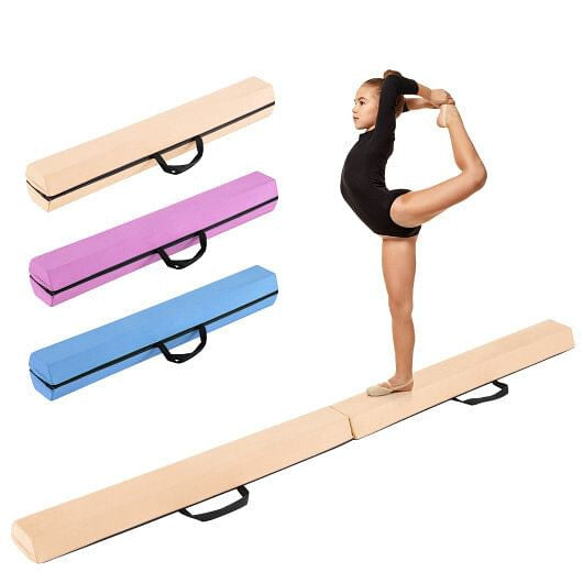 7 FT Folding Balance Beam with Removable Suede Cover and Non-slip Bottom-Navy