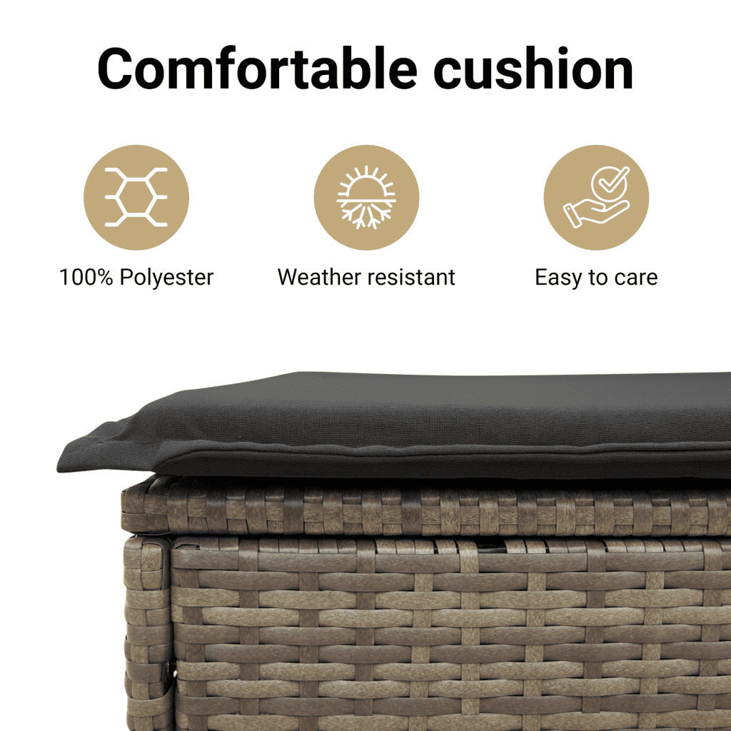 vidaXL 3 Piece Patio Sofa Set with Cushions Gray Poly Rattan