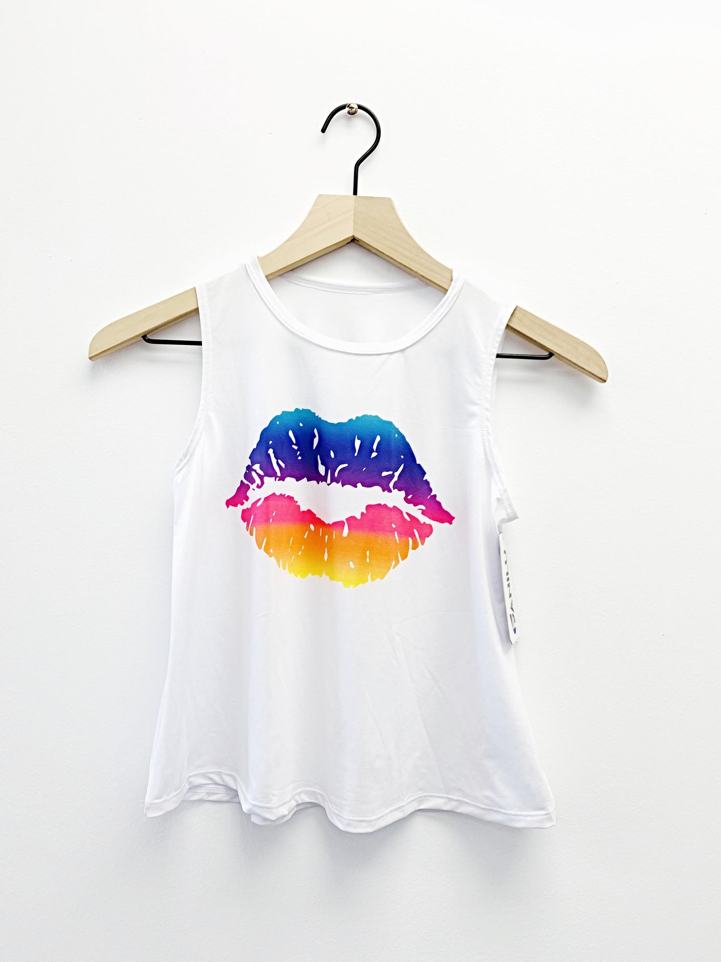 Kisses Big Multicolor White Tank