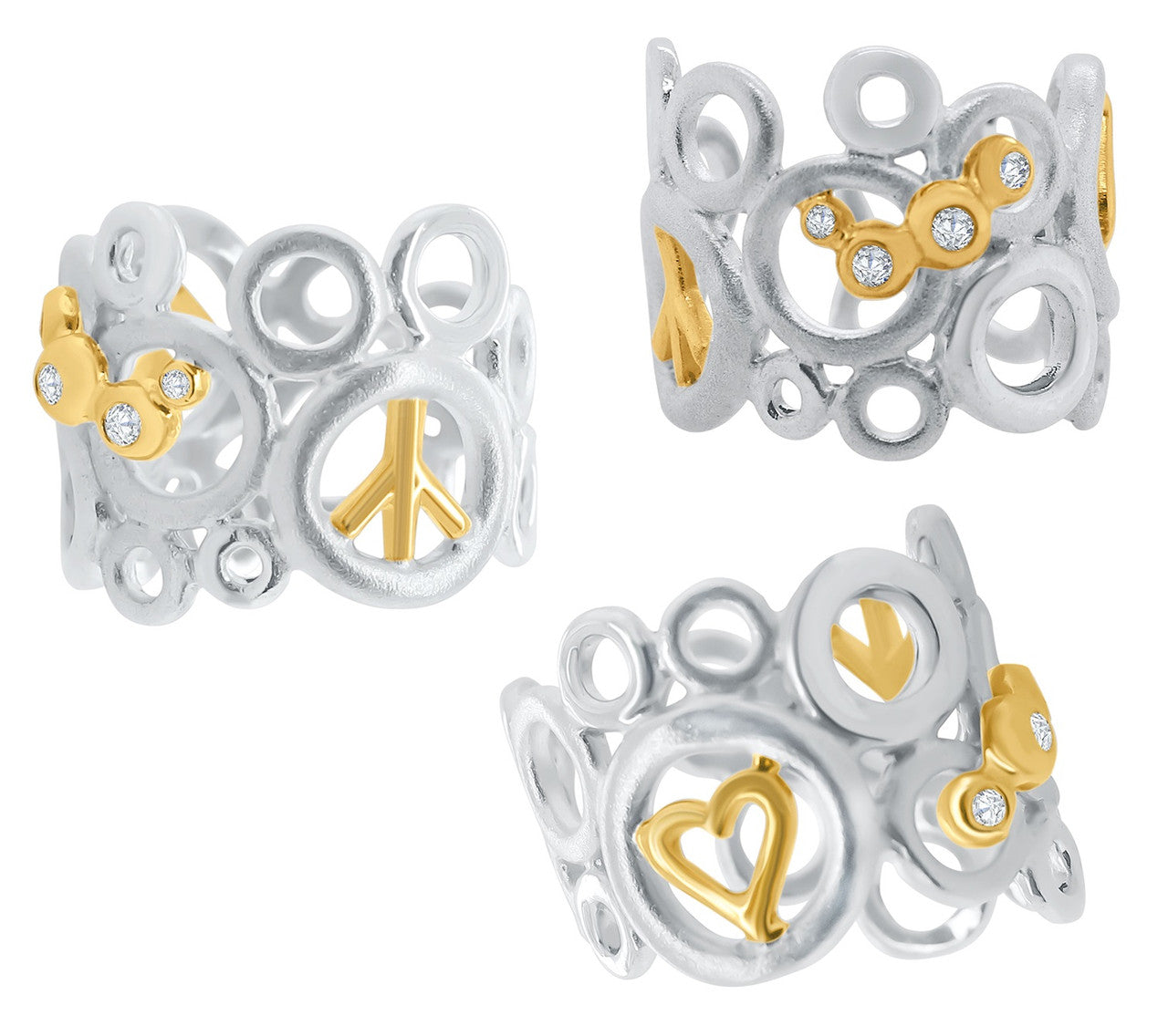 Peace, Love and Abundance Ring (Wide) 14K Gold with Diamonds