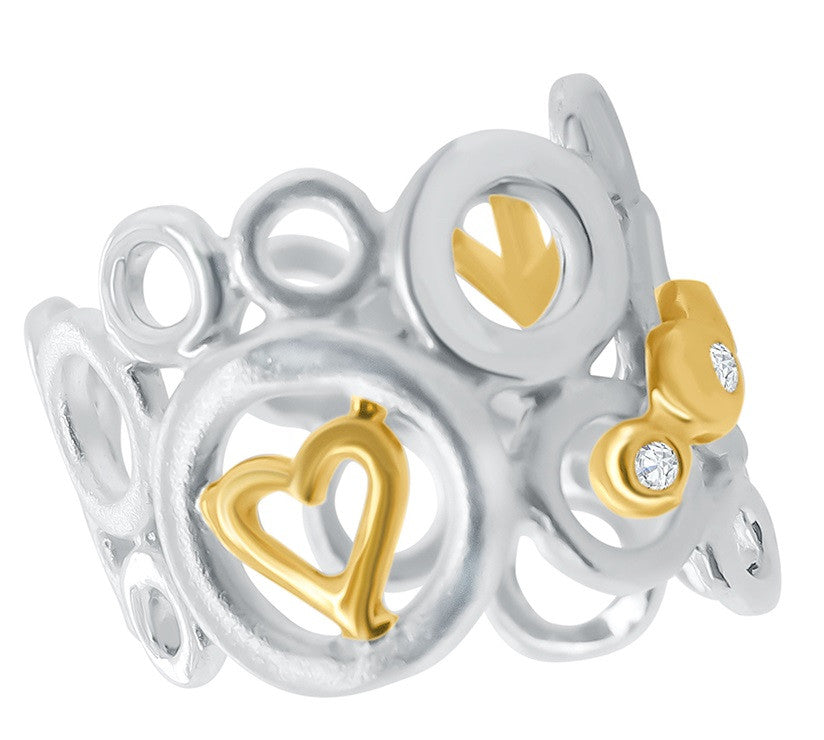 Peace, Love and Abundance Ring (Wide) 14K Gold with Diamonds
