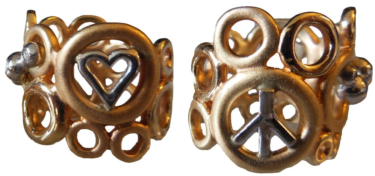 Peace, Love and Abundance Ring (Wide) 14K Gold with Diamonds