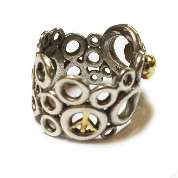 Peace, Love and Abundance Ring (Wide) 14K Gold with Diamonds