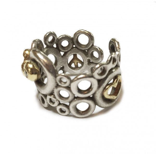 Peace, Love and Abundance Ring (Wide) 14K Gold with Diamonds