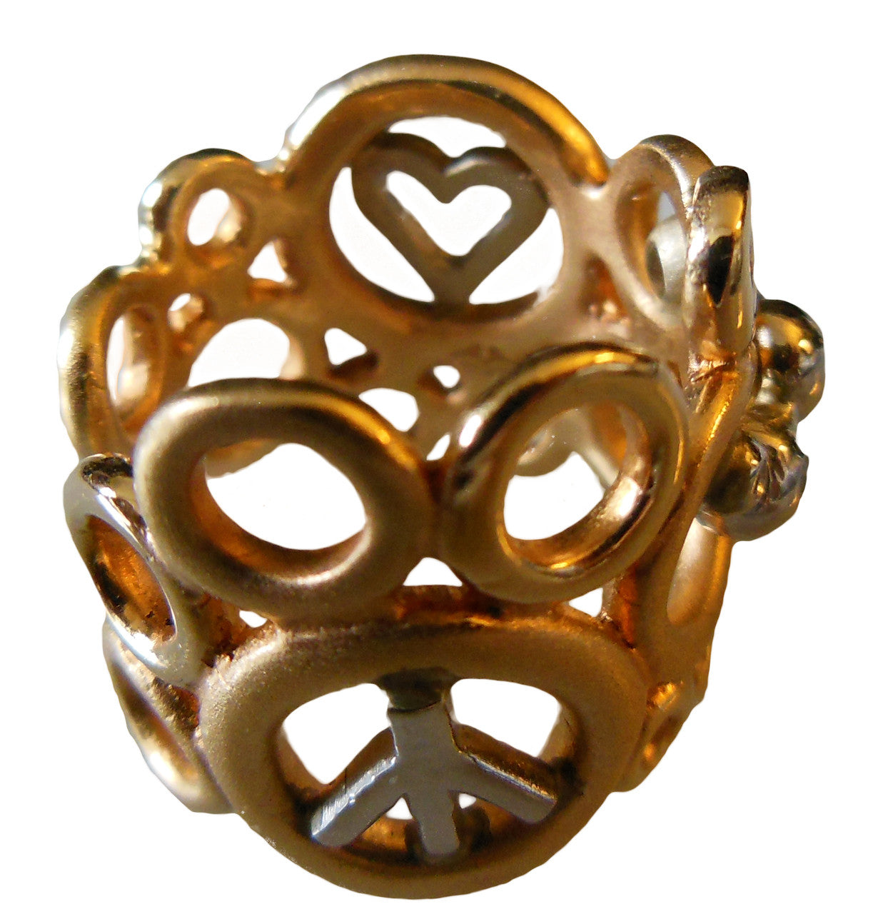 Peace, Love and Abundance Ring (Wide) 14K Gold with Diamonds