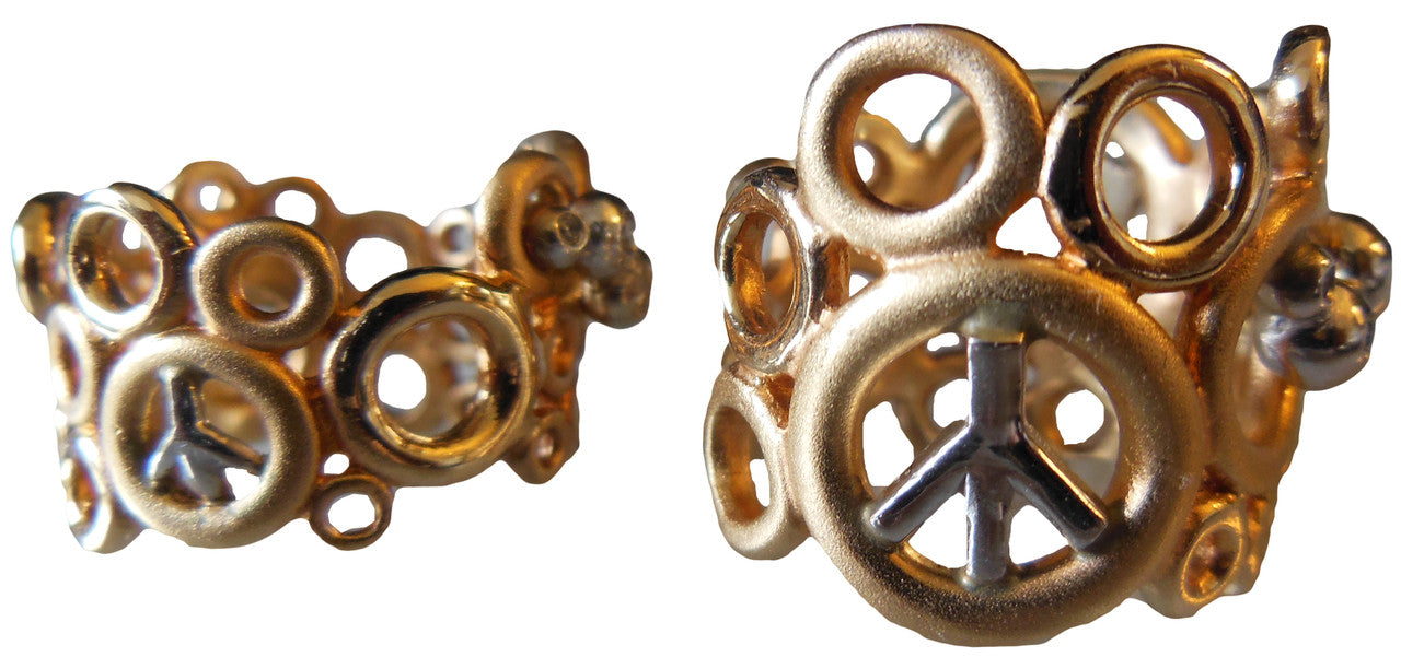 Peace, Love and Abundance Ring (Wide) 14K Gold with Diamonds