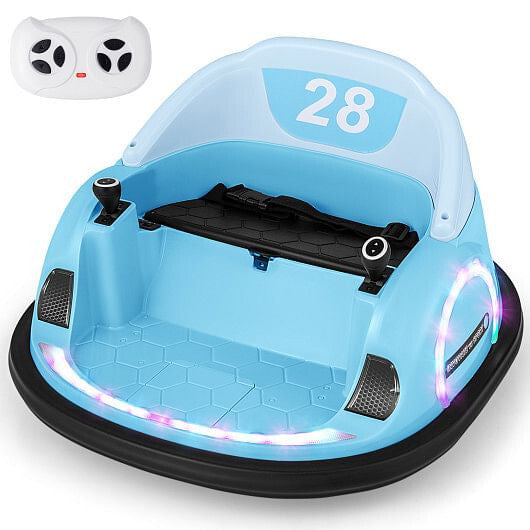 12V 360 Ride on Bumper Car for Toddlers with Remote Control-Light Blue