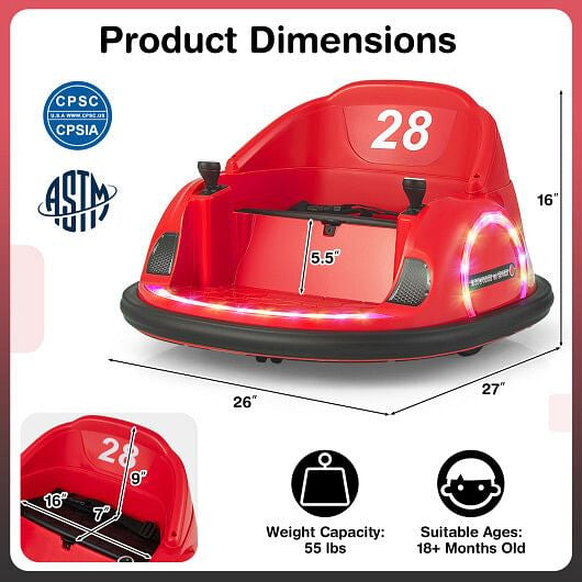 12V 360 Ride on Bumper Car for Toddlers with Remote Control-Light Blue