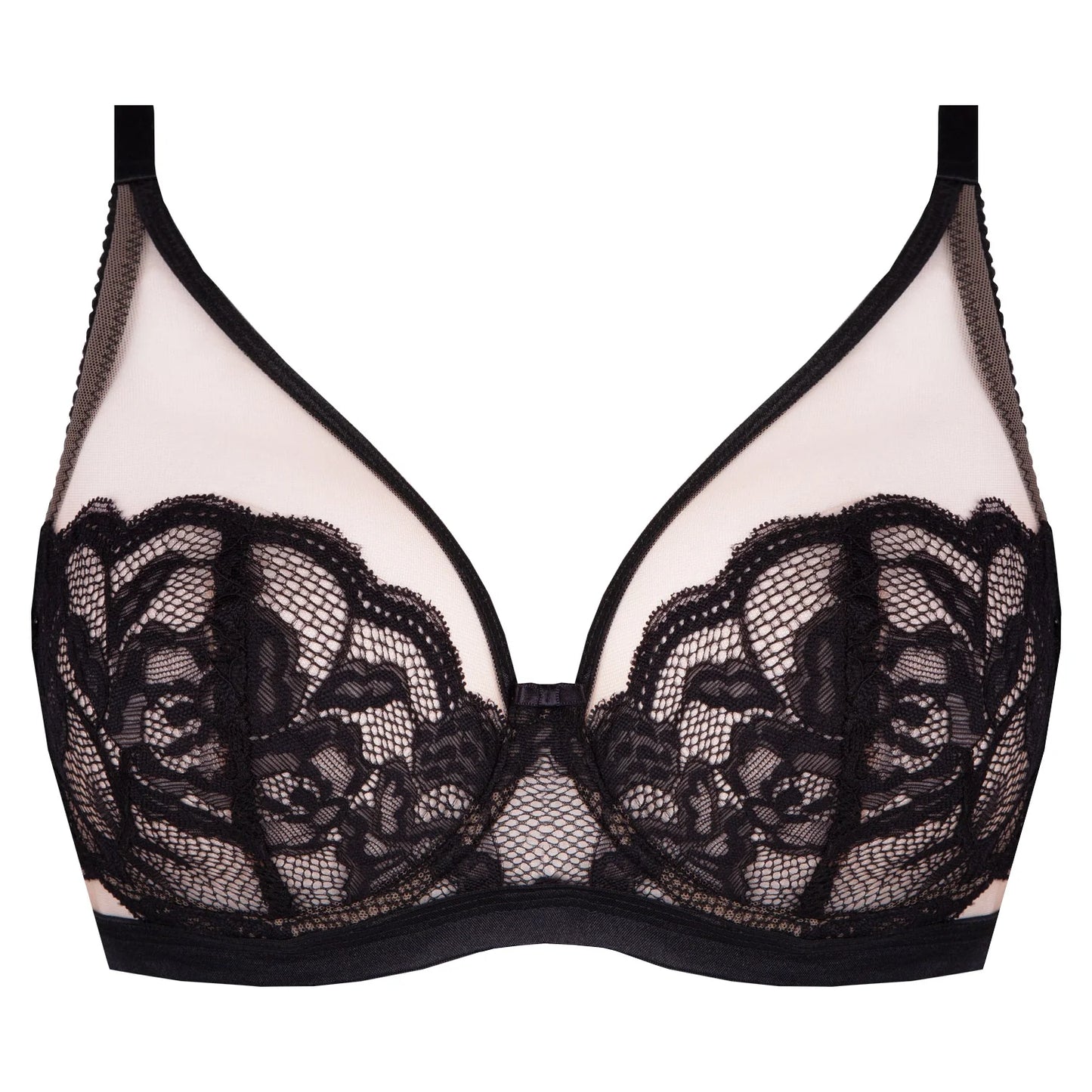 Sheer Mesh Lace Plunge Bra Carmella